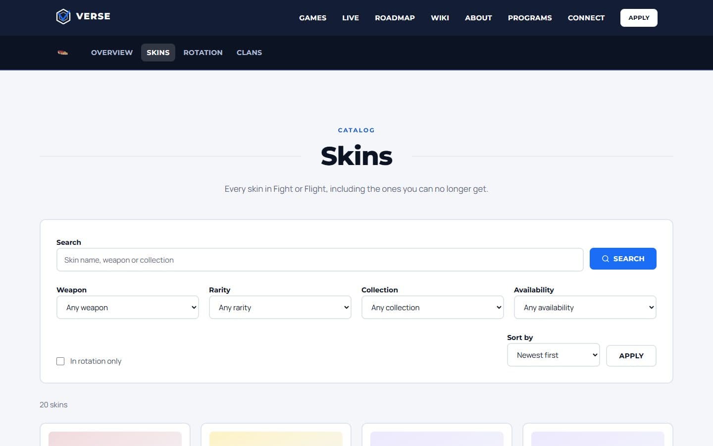 Skin catalog